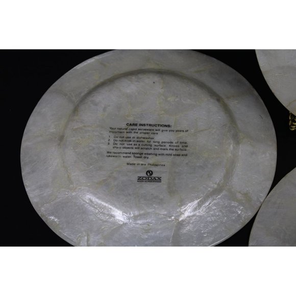 Set of 6 Capiz Serveware Floral Plates From Philippines - Picture 10 of 15